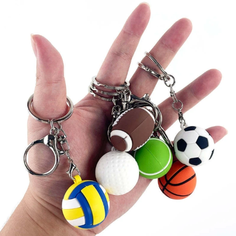 wholesale customized pvc rubber 3d soccer ball key chains with soft custom logo